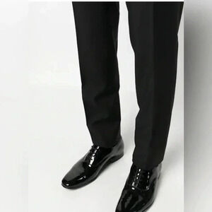 Canali designer black laceup day 2 nite classic stylish leather derby shoes 40.5